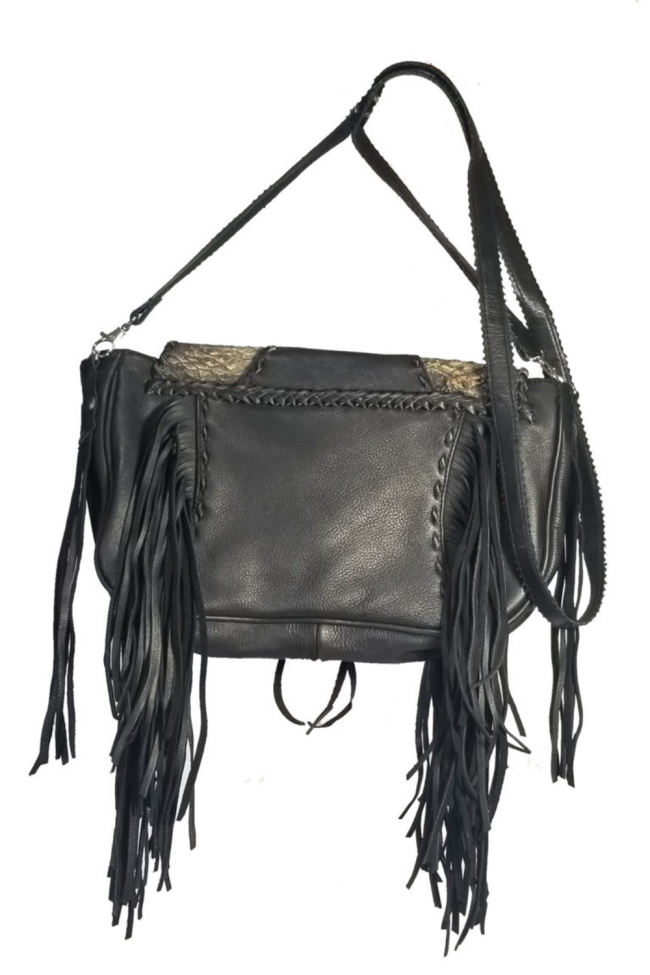 (image for) Small Fish Skin Leather Fringe Concho Clutch Bag